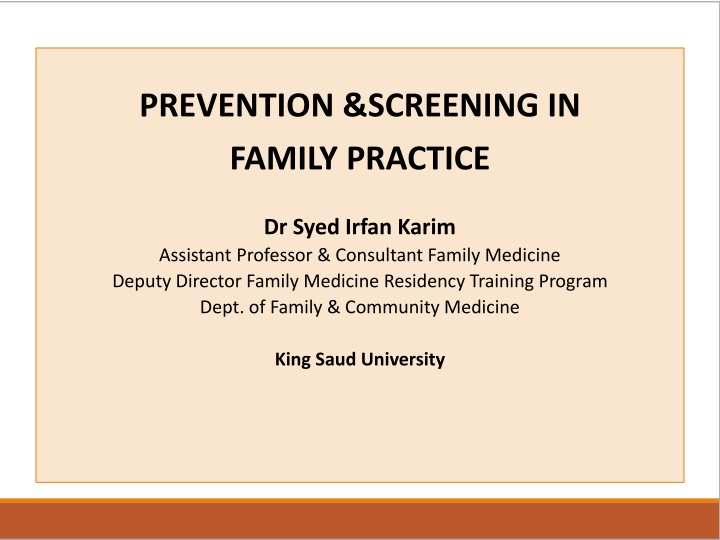 prevention screening in family practice n.w