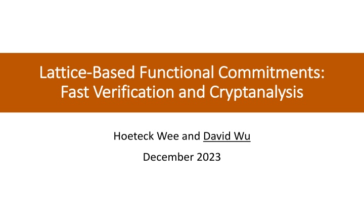 lattice lattice based functional commitments n.w