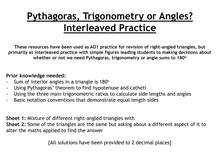 pythagoras trigonometry or angles interleaved n.w