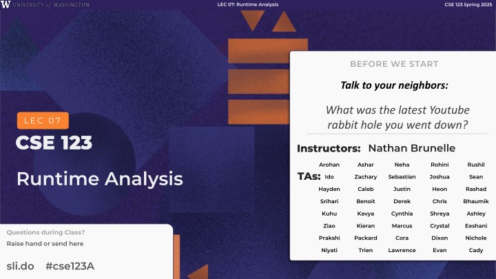 lec 07 runtime analysis n.w
