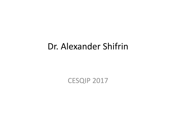 dr alexander shifrin n.w