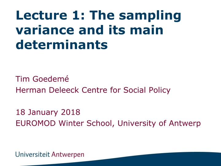lecture 1 the sampling variance and its main n.w