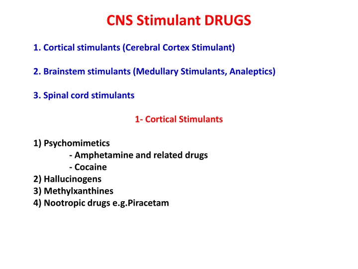 Central Nervous System Stimulant Drugs Overview