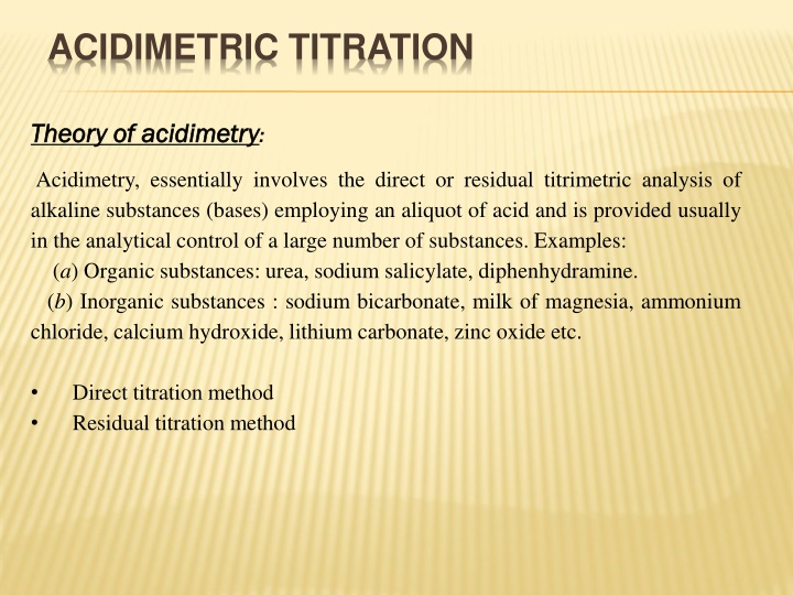 acidimetric titration n.w