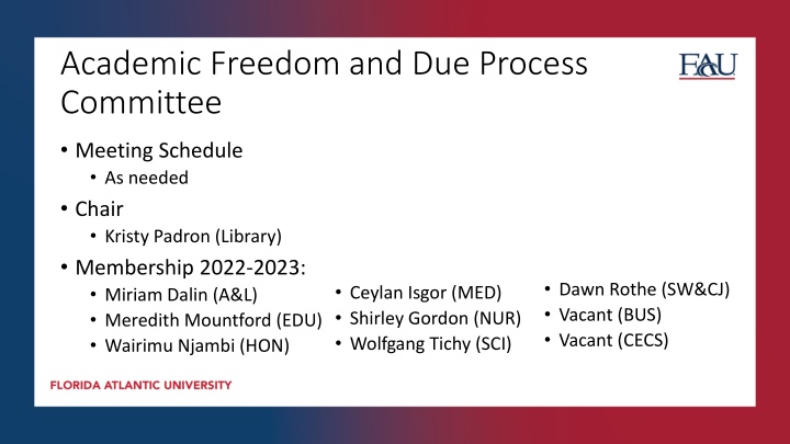 academic freedom and due process committee n.w