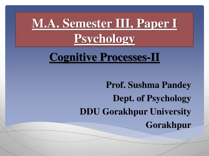 m a semester iii paper i psychology cognitive n.w