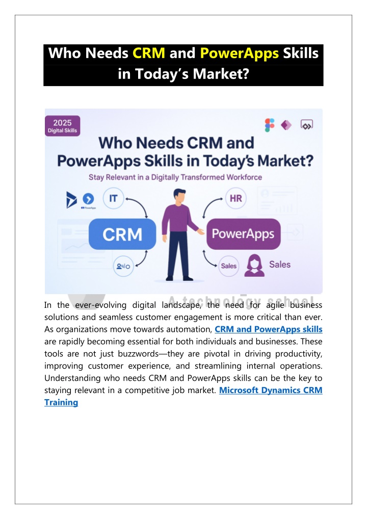 who needs crm and powerapps skills in today n.w