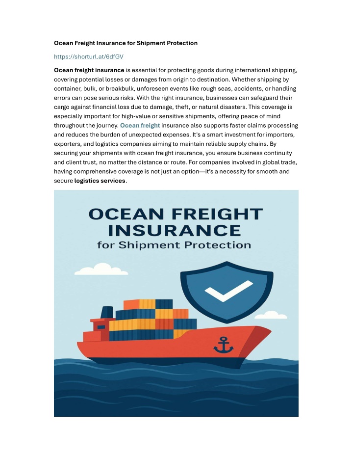 ocean freight insurance for shipment protection n.w
