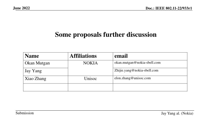 IEEE 802.11-22/933r1 Proposals for Further Discussion