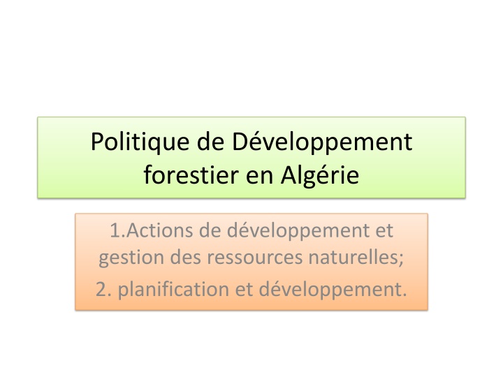 politique de d veloppement forestier en alg rie n.w