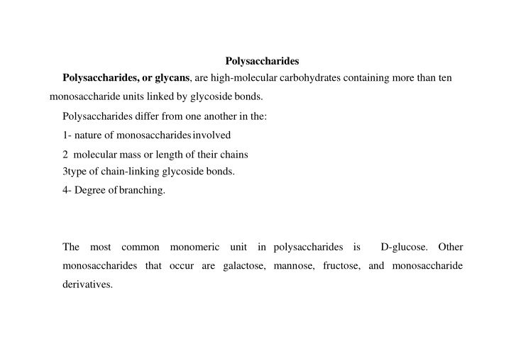 polysaccharides n.w