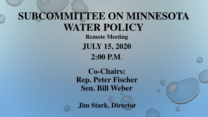 subcommittee on minnesota water policy remote n.w