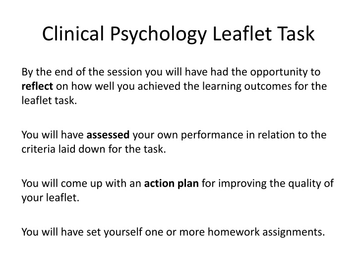 clinical psychology leaflet task n.w
