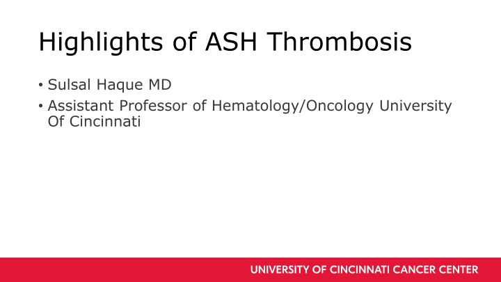 Highlights of ASH Thrombosis Study Findings