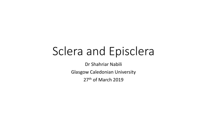 sclera and episclera n.w