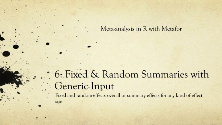 meta analysis in r with metafor n.w