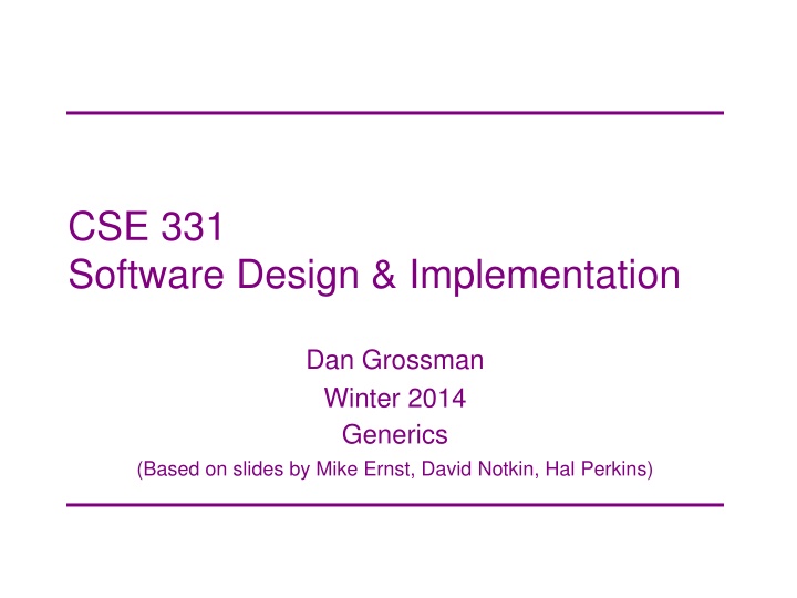 cse 331 software design implementation n.w