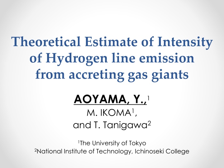 theoretical estimate of intensity of hydrogen n.w