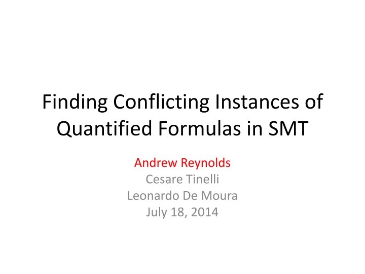 finding conflicting instances of quantified n.w