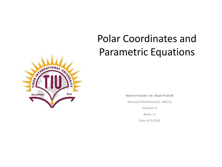 polar coordinates and parametric equations n.w