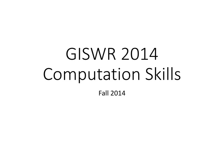 giswr 2014 computation skills n.w