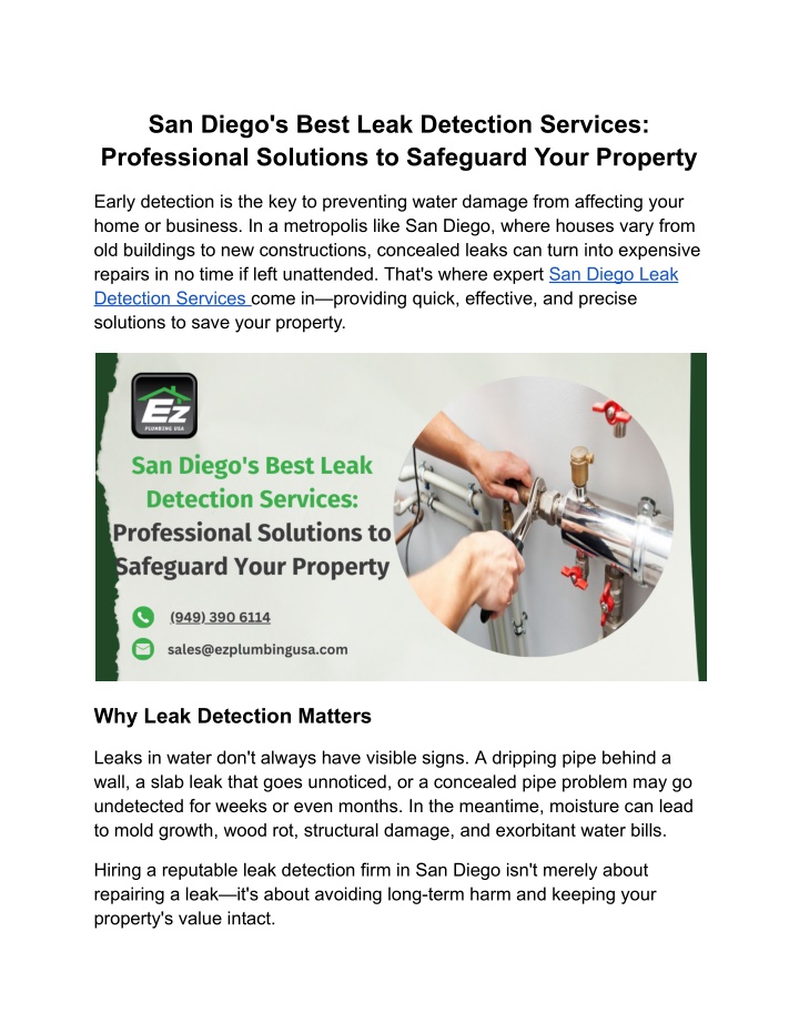 san diego s best leak detection services n.w