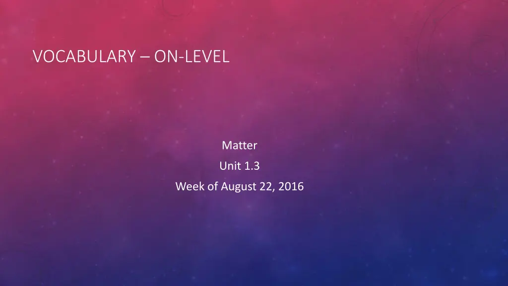 vocabulary on level n.w