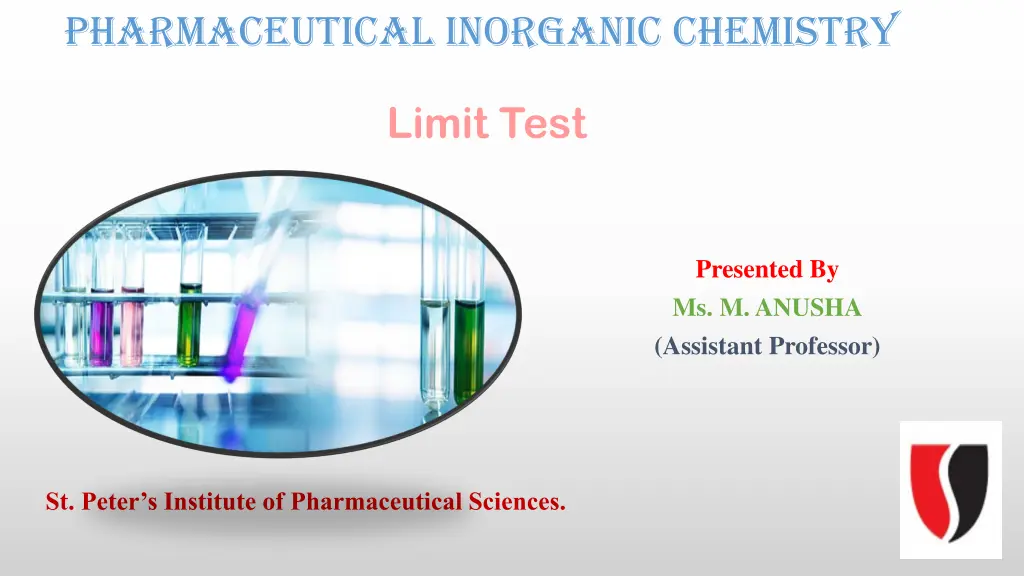 pharmaceutical inorganic chemistry n.w
