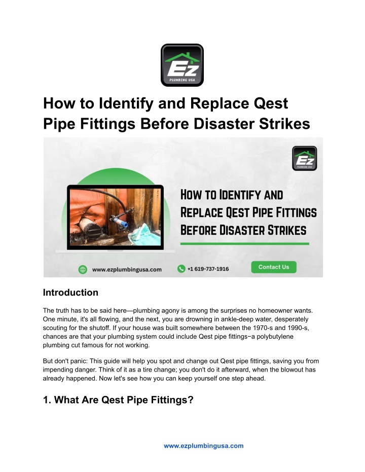 how to identify and replace qest pipe fittings n.w