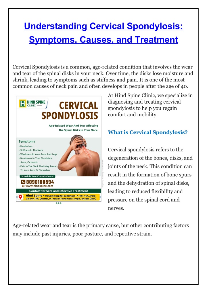 understanding cervical spondylosis symptoms n.w
