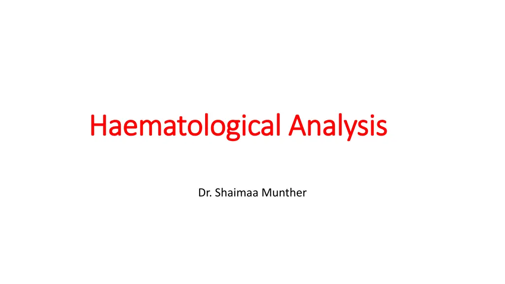 haematological analysis haematological analysis n.w