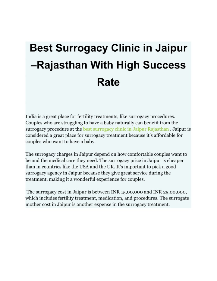 best surrogacy clinic in jaipur rajasthan with n.w