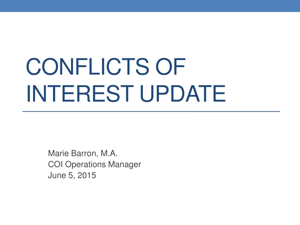 conflicts of interest update n.w