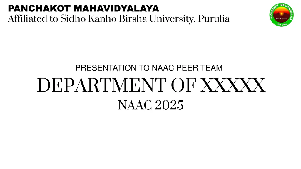 panchakot mahavidyalaya affiliated to sidho kanho n.w