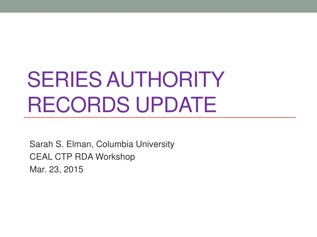series authority records update n.w