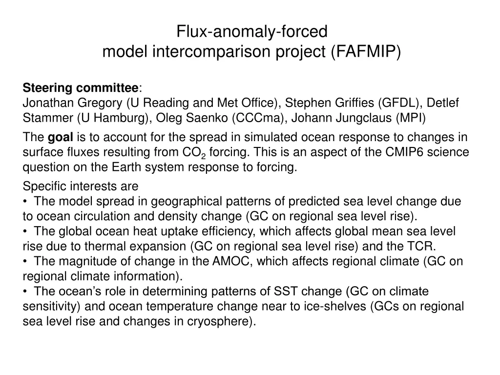 flux anomaly forced model intercomparison project n.w