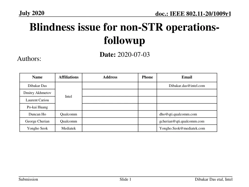 july 2020 blindness issue for non str operations n.w