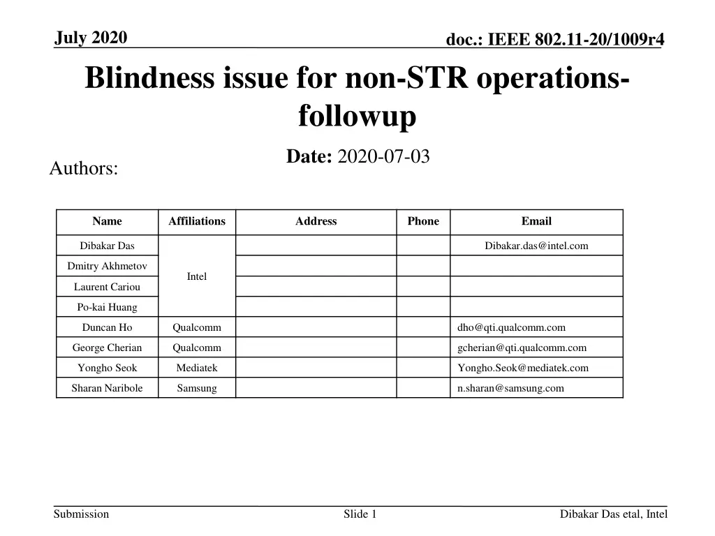 july 2020 blindness issue for non str operations n.w