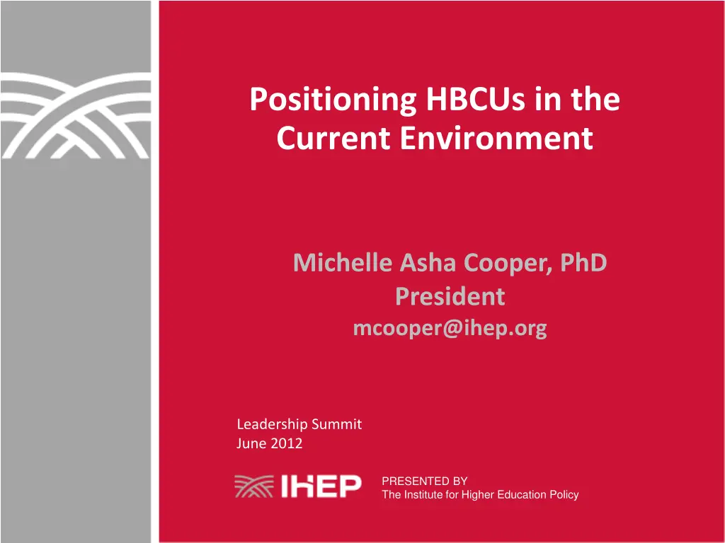 positioning hbcus in the current environment n.w