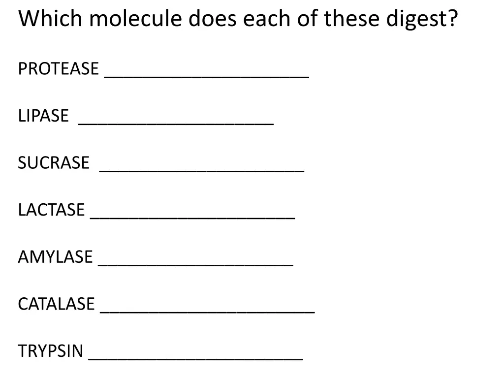 which molecule does each of these digest n.w