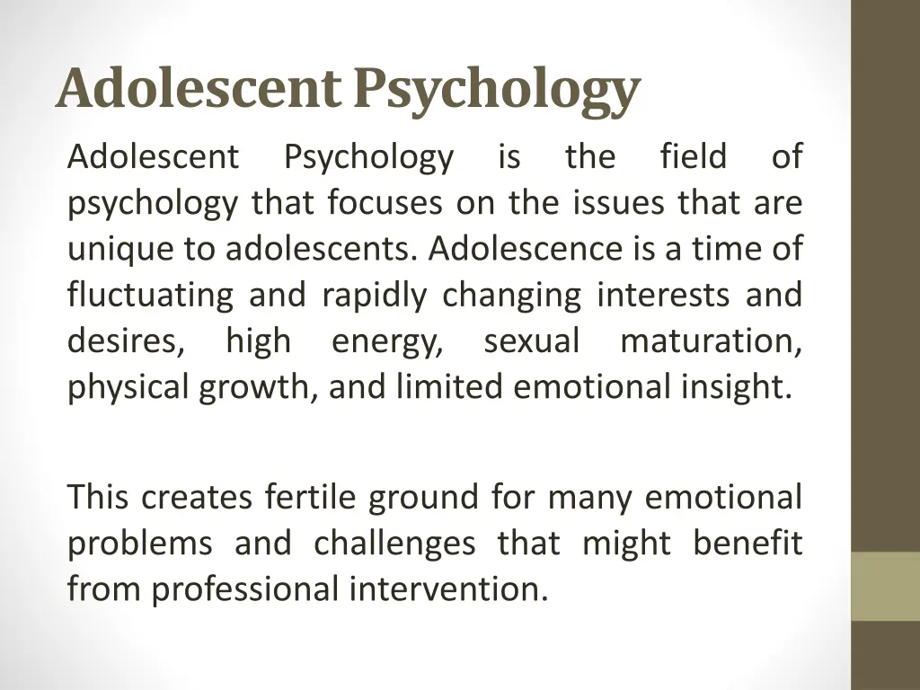 adolescent psychology n.w