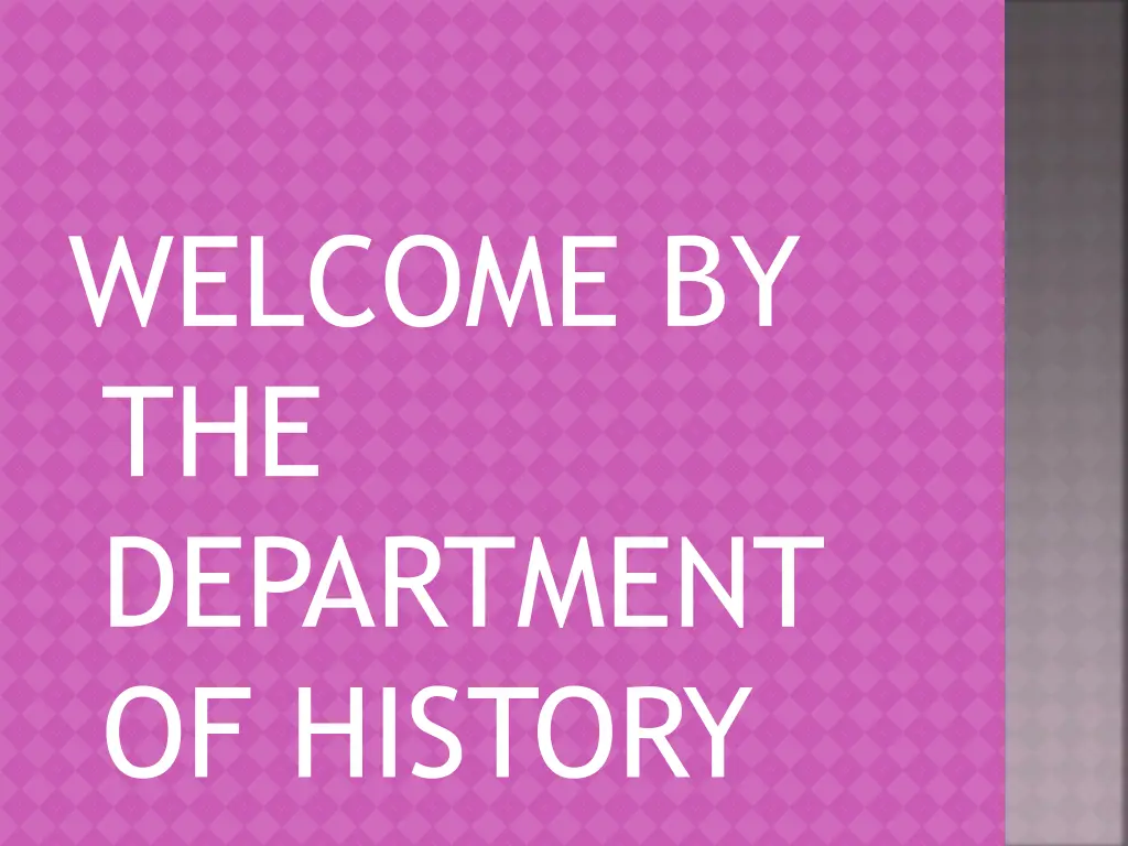 welcome by the department of history n.w