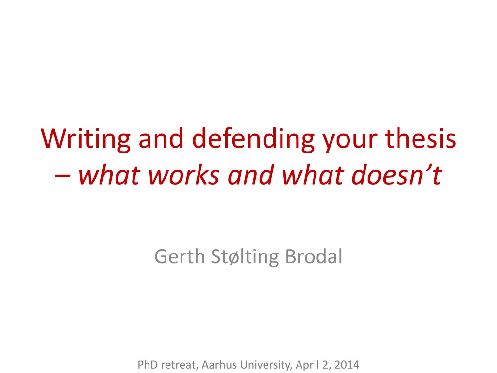 writing and defending your thesis what works n.w