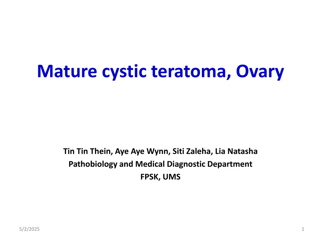mature cystic teratoma ovary n.w