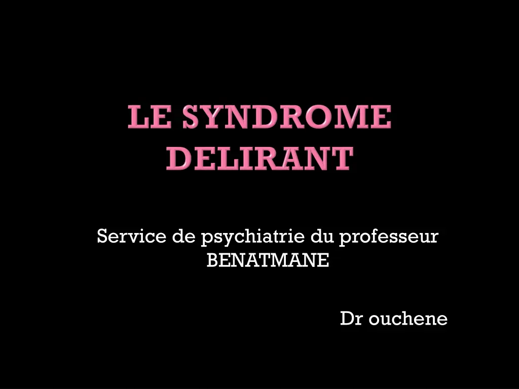 service de psychiatrie du professeur benatmane n.w