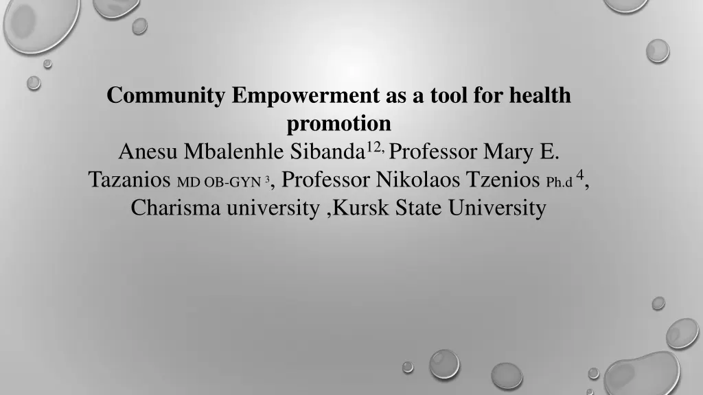community empowerment as a tool for health n.w