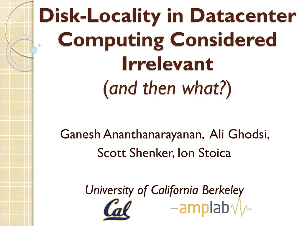 disk locality in datacenter computing considered n.w