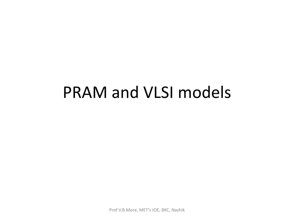 pram and vlsi models n.w