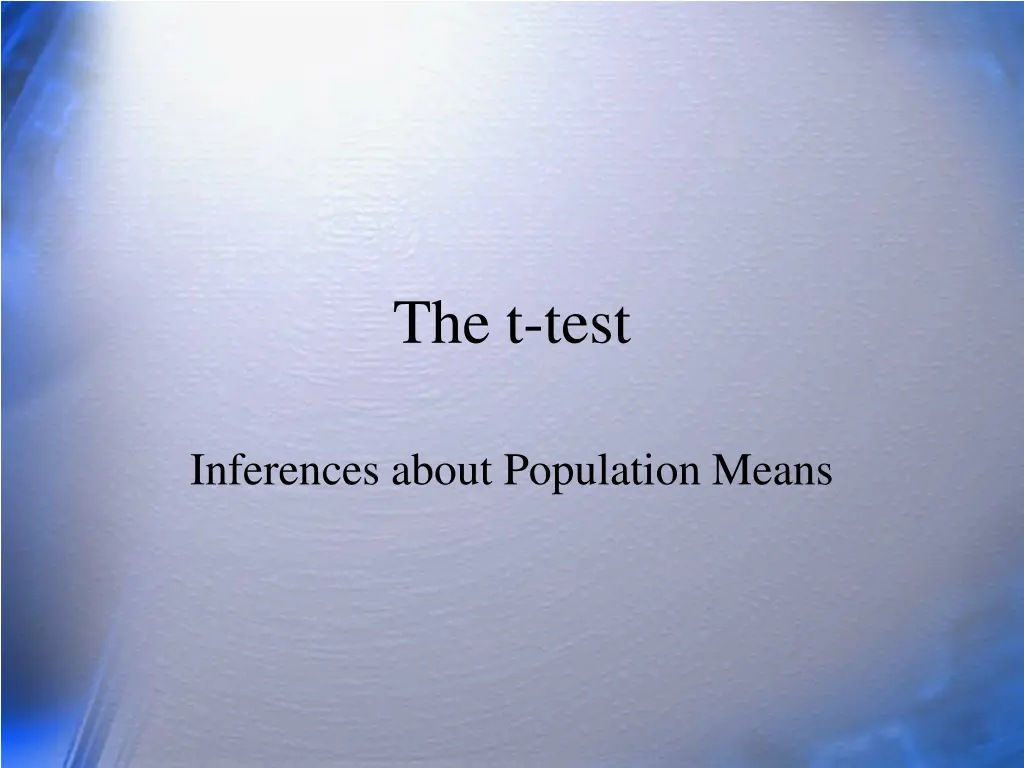 the t test n.w