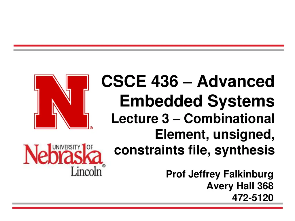 csce 436 advanced embedded systems lecture n.w